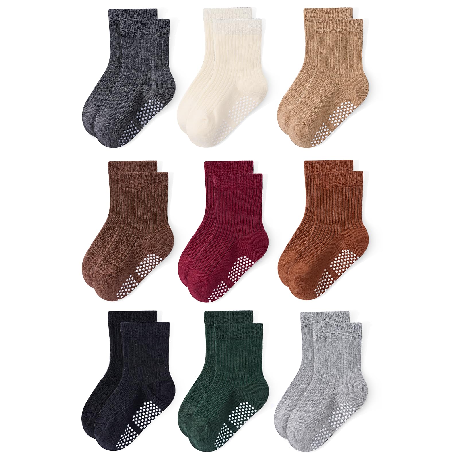 Baby Toddler Essentials Non-Slip Crew Socks for Unisex Boys Girls