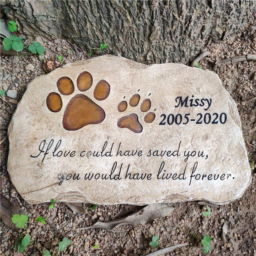 Aveena Paw Prints Pet Memorial Stones,Personalized Dog Memorial Stones