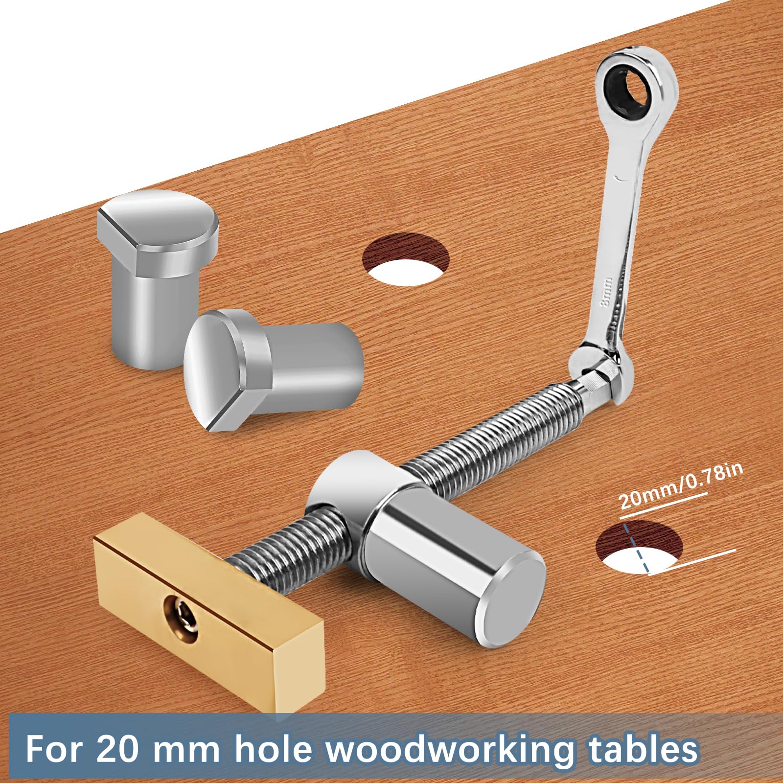 2 Stück Holzbearbeitung Bankhaken, 20mm Tisch Werkbank Klemme, Niederhalter Werkbank Klemme, Holzbearbeitung Schreibtisch Clip, Edelstahl Tisch Hobel Stop Bank Haken