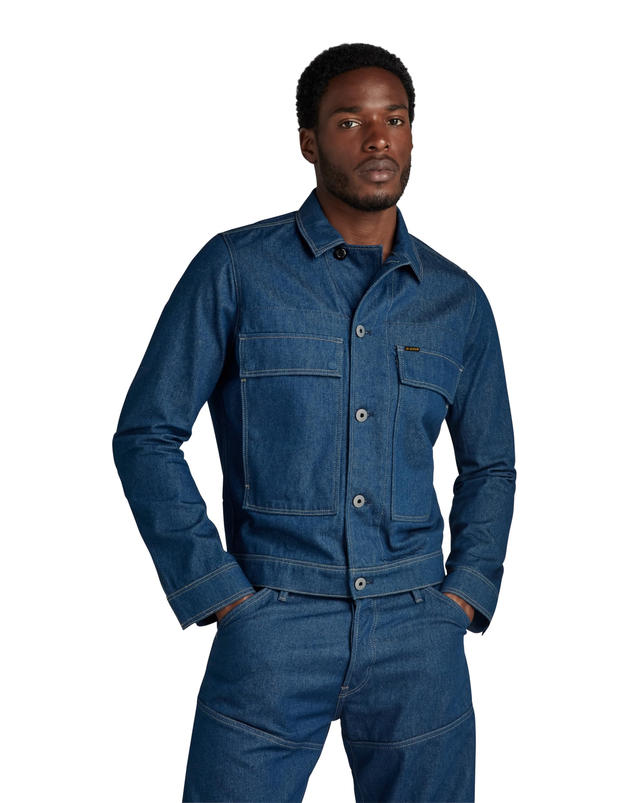 G-Star Men's Utility Flap Pocket Jacket 2.0, Blue (raw denim D24762-D547-001), S