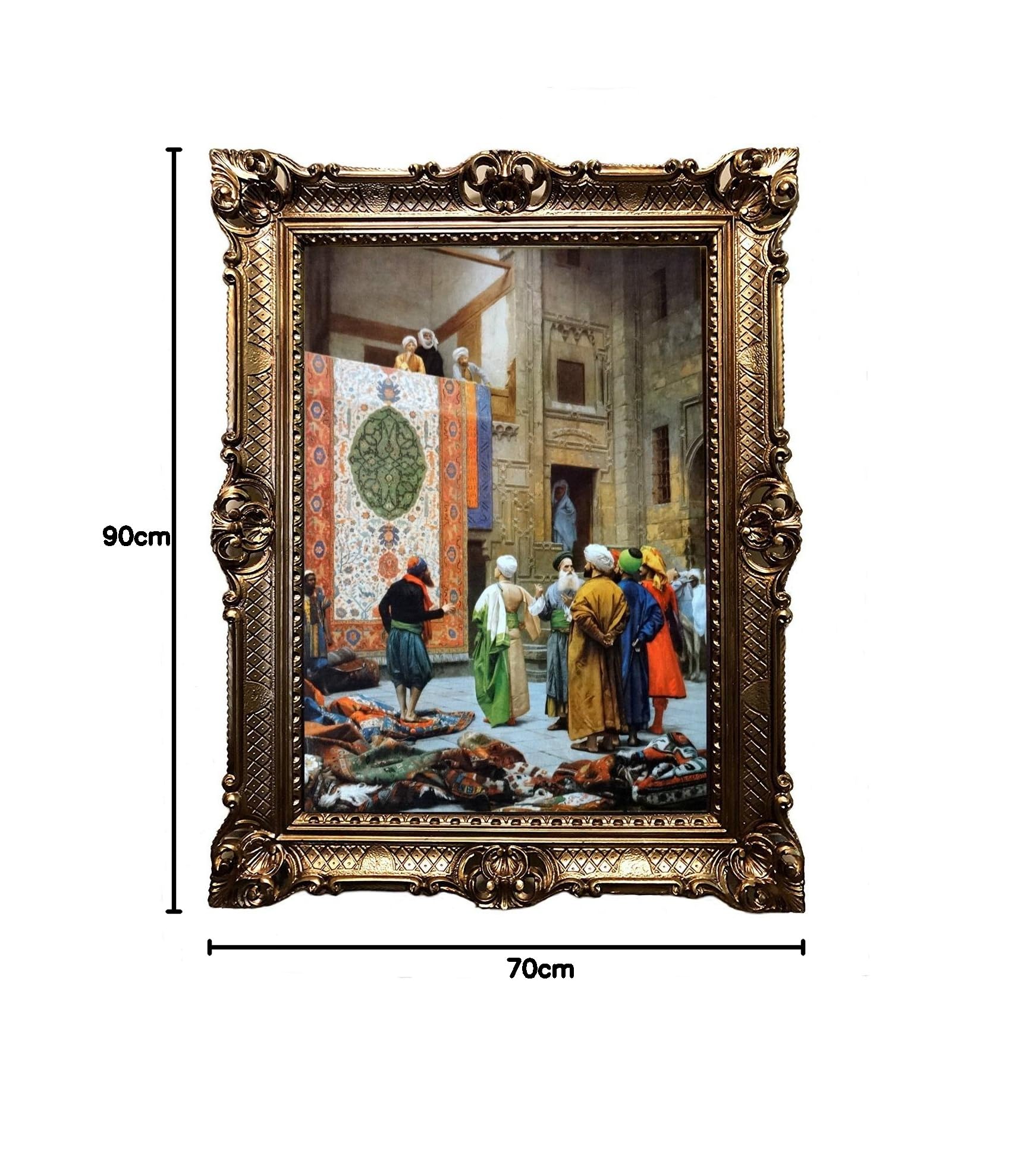 Made in Italy Teppich Verkäufer Basar Orient Oriental orientalische bilder Bild mit Rahmen Wandbild 70x90cm Kunstdrucke und Gemälde Retro Repro Antik für Cafe Bar Home Büro Praxis 58B