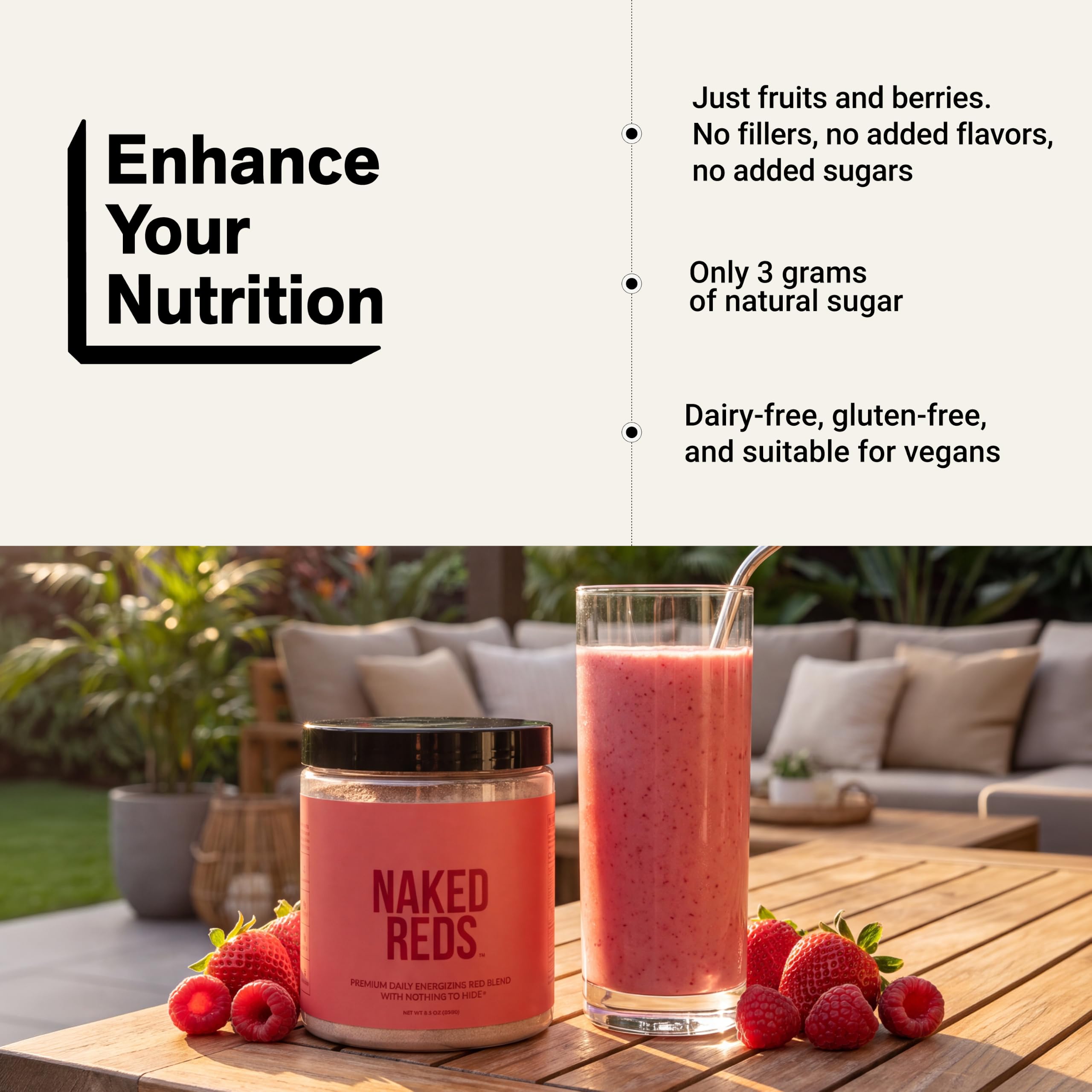 NAKED Reds Superfood Powder - Healthy, Energizing Polyphenol Fruit Powder Mix, No Fillers, No Additives, Vegan, Non-GMO, Gluten Free - 28 Servings — Amazon image 6