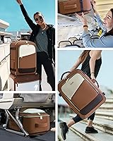 Vista 7 de LOVEVOOK - Mochila de viaje para mujer, mochila de 40 l para llevar en avión, Beige-Marrón