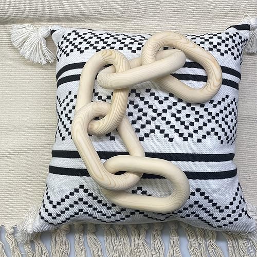 Miniatura 11 de Decoración de eslabones de cadena de madera | Decoración bohemia tallada a mano para mesa, decoración de estantes, decoración rústica de granja