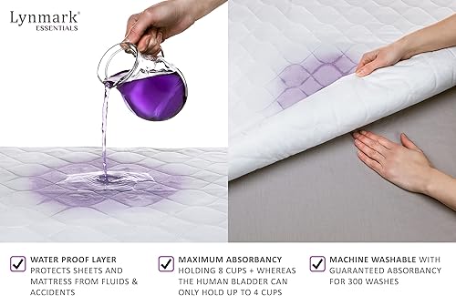 Miniatura 4 de X2 Lynmark - Almohadillas de cama lavables de 34 x 36 pulgadas con pliegues extralargos y gran absorción, protector de colchón impermeable mejorado