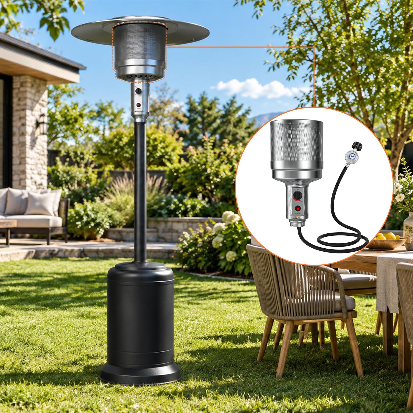 Stainless Steel Patio Heater Burner Head - 48,000 BTU -5 Stainless Steel Patio Heater Burner Head - 48,000 BTU -5
