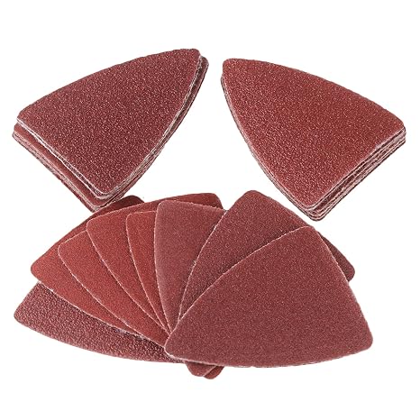 100pcs 52x38mm Finger Detail Sander Sandpads Assorted 60/80/120/180/240 Grits(20Pcs of Each) Brown