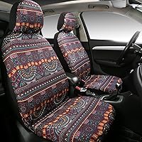 Vista 12 de PONYJOYUP Baja Saddle Blanket - Fundas de asiento de automóvil, 4 piezas delanteras, transpirables y lavables, tejido a rayas, funda de asiento