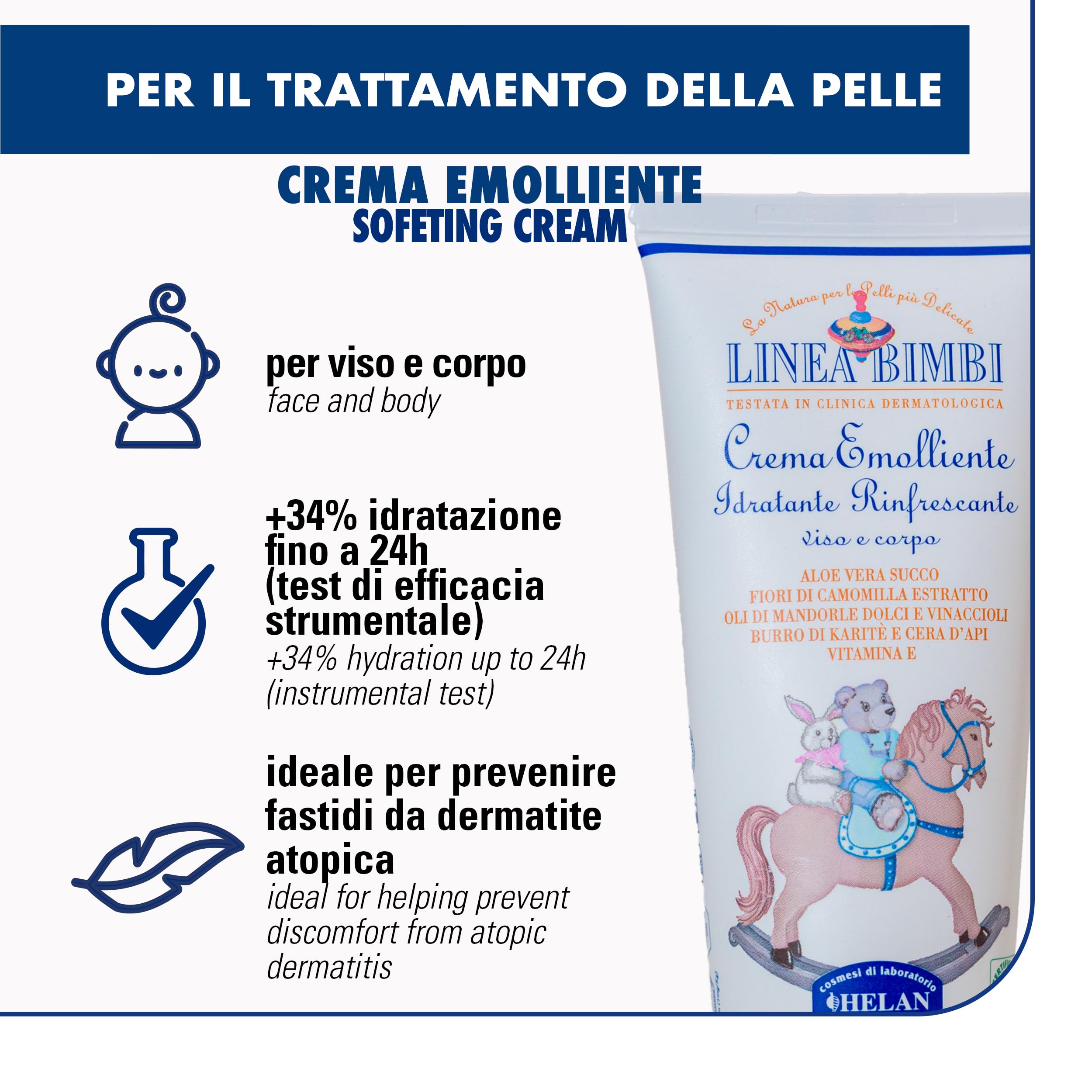 Helan Linea Bimbi Bio Crema Emolliente Idratante Viso e Corpo 100ml Made in Italy