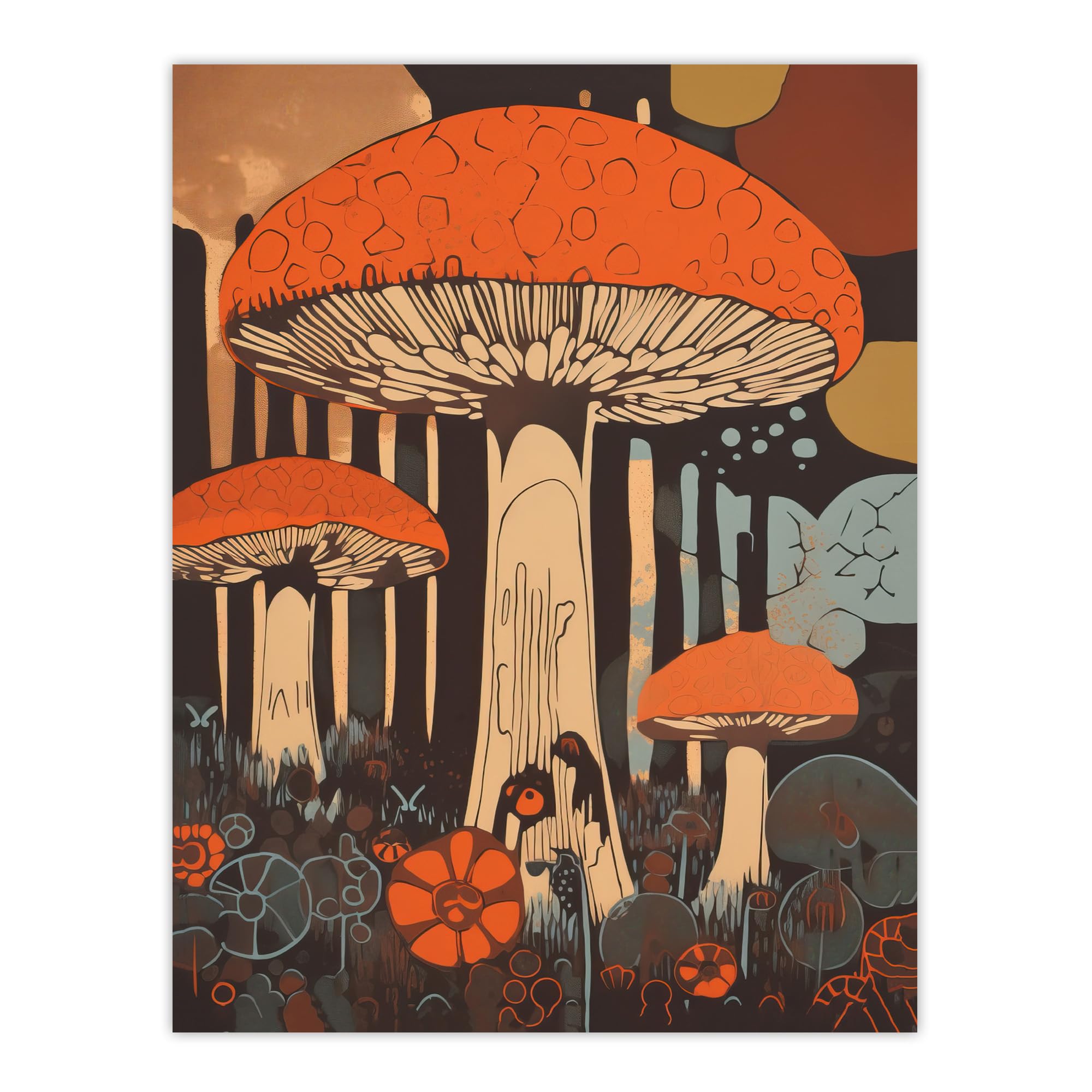 Artery8 Vintage Cep Mushroom Aesthetic Earthy Orange Boletus Kitchen Large Wall Art Poster Print Thick Paper 18X24 Inch