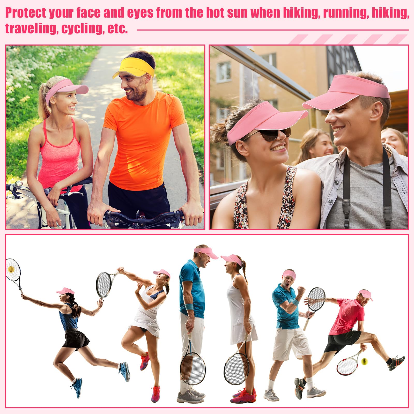 24 pezzi visiera bulk per le donne cappello da sole visiere cappelli sport protezione UV visiera cappello per gli uomini tennis baseball Golf Caps Bulk