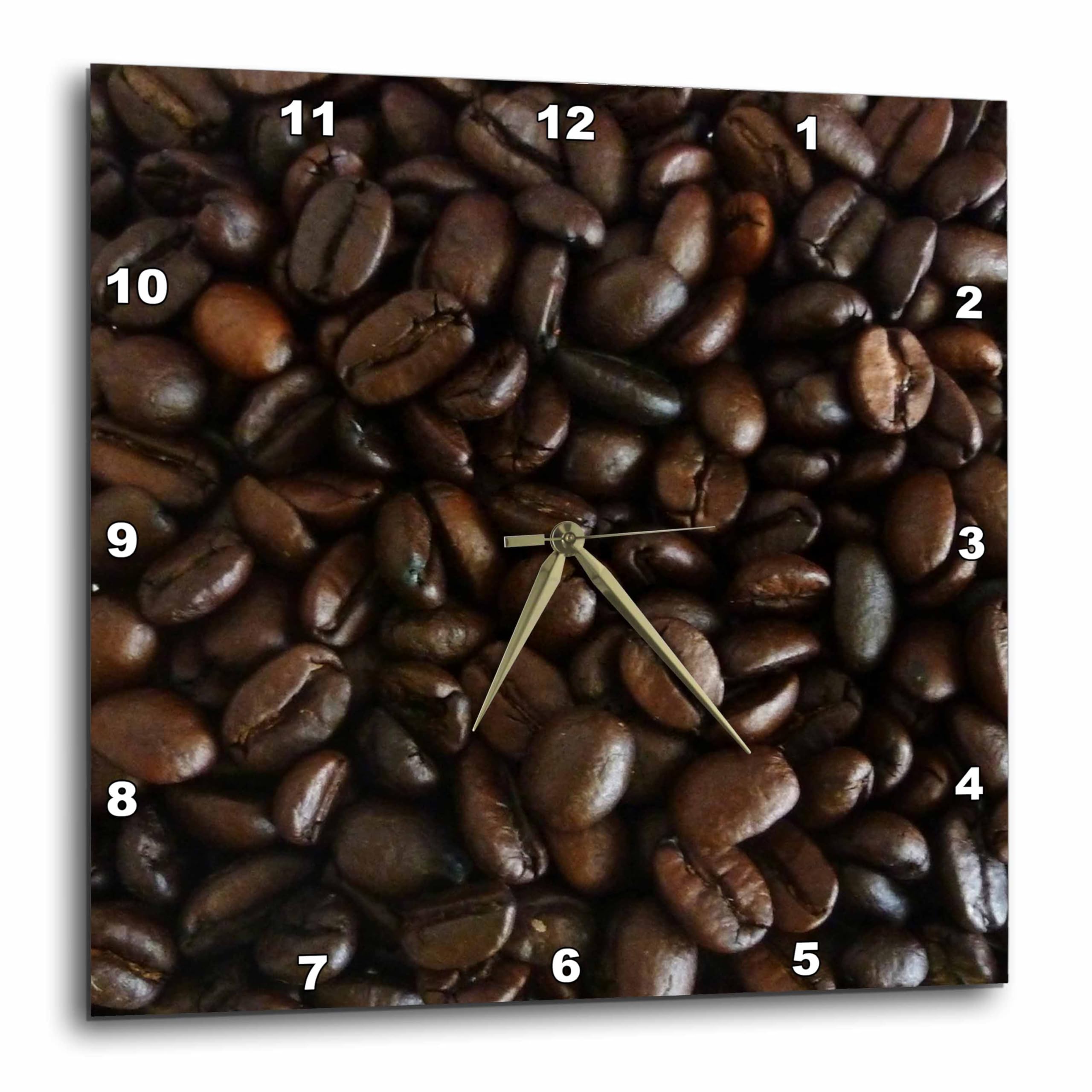 3dRose DPP_31063_3 Dark Coffee Beans Wall Clock, 15 by 15-Inch
