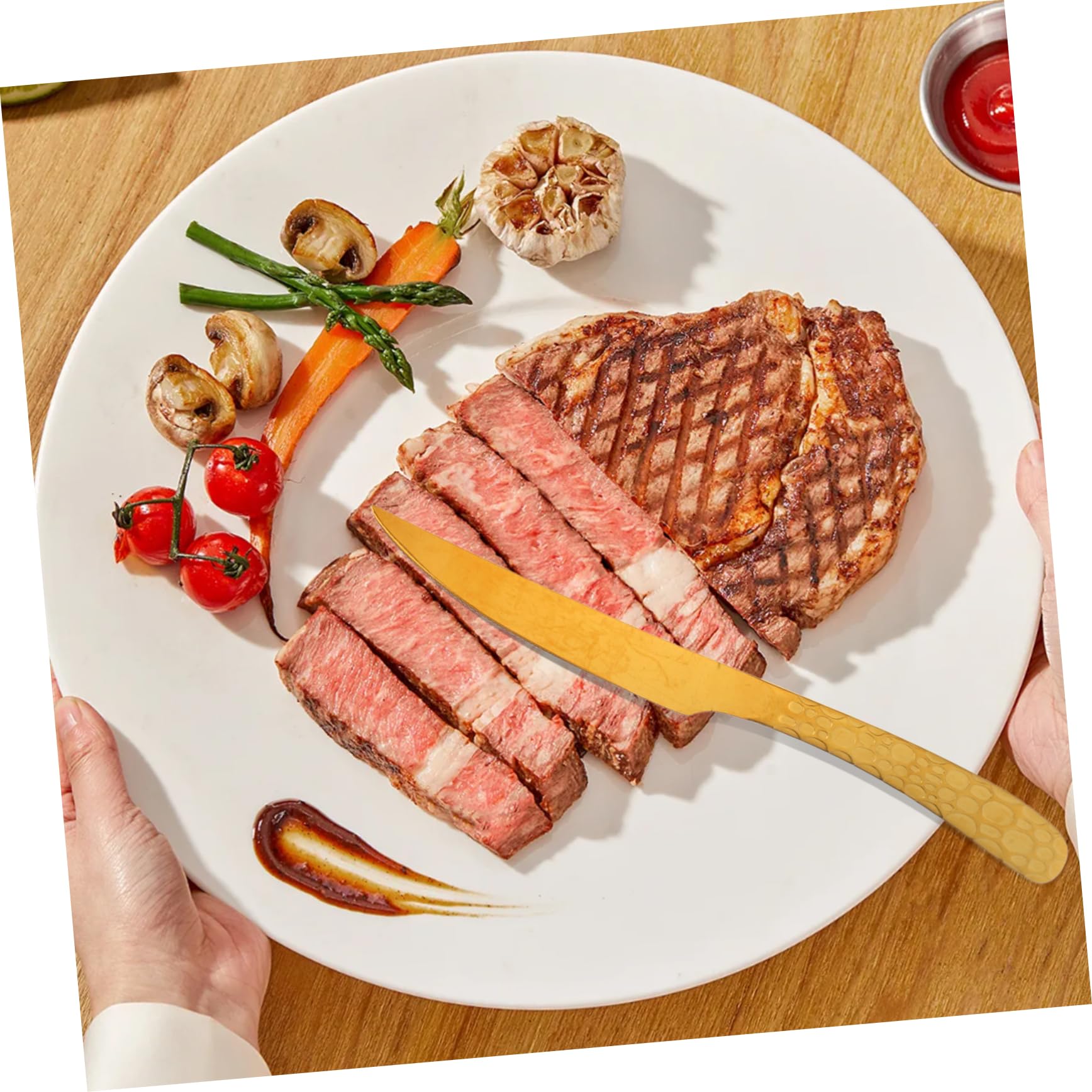 Juego de Cubiertos para Filete 4 Piezas Acero Inoxidable Dorado