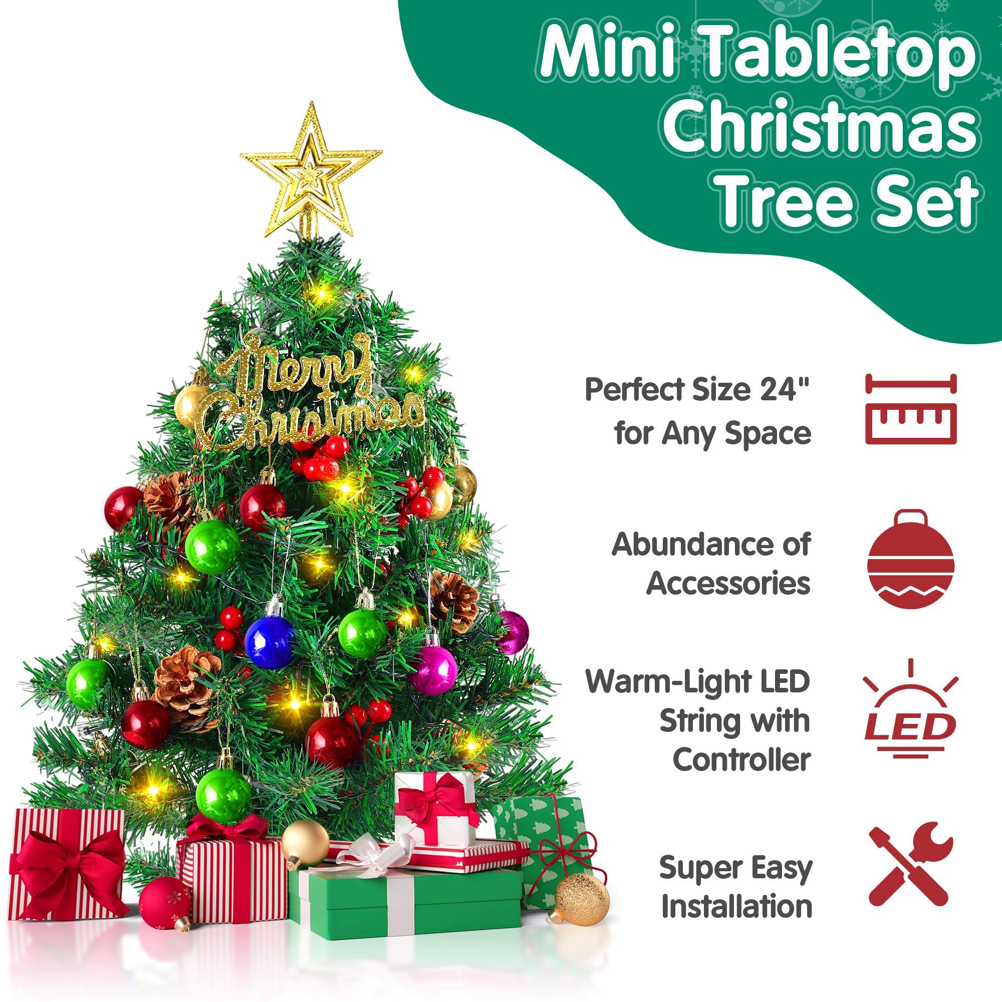 Amazon.co.jp: Tgosomt 2フィート ミニクリスマスツリー 最高の小型