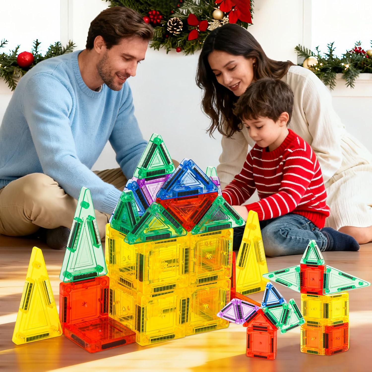 32PCS Mini Magnetic Tiles, Portable Magnetic Toys Travel Set, Construction STEM Learning and Playing Toys for Kids, Montessori Toy for Preschool，3+ Year Old Boys Girls Easter Birthday Gifts