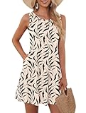 Womens Summer Dresses 2025 Casual Sleeveless Boho Floral Sundresses Beach Swimsuit Coverup with Pockets