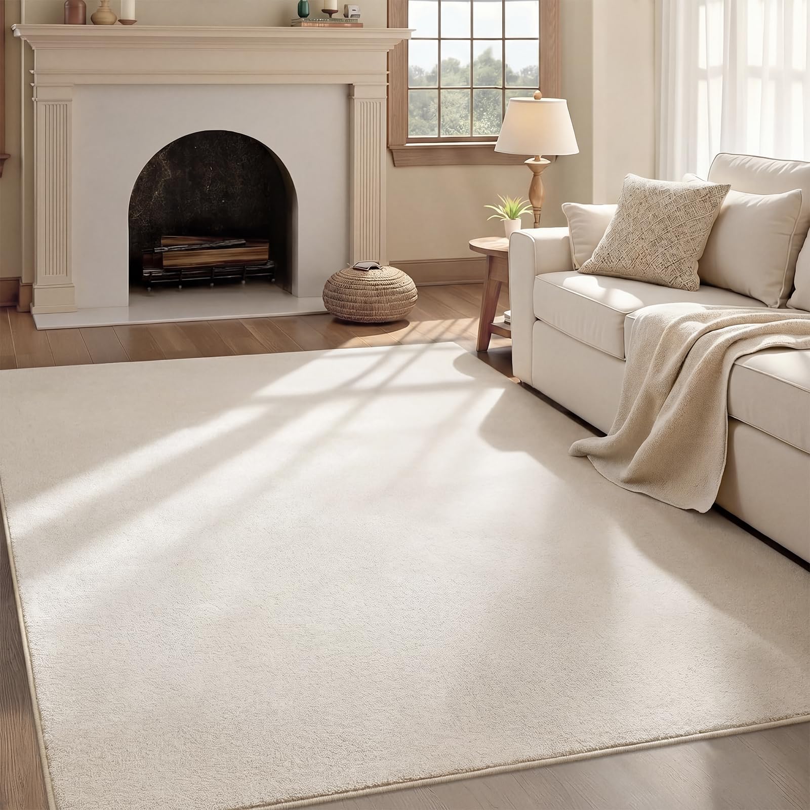Homcomodar Beige Rugs Living Room 120x170cm Washable Rugs for Bedroom Cream Carpets Non Shedding Fluffy Rugs for Living Room Bedroom Nursery Kids Room Home — image 1