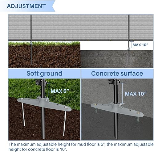 Miniatura 6 de E&K Panel de valla de privacidad para exteriores, 5 x 12 pies, para exteriores, patio, piscina, valla temporal para perros con postes de hierro y