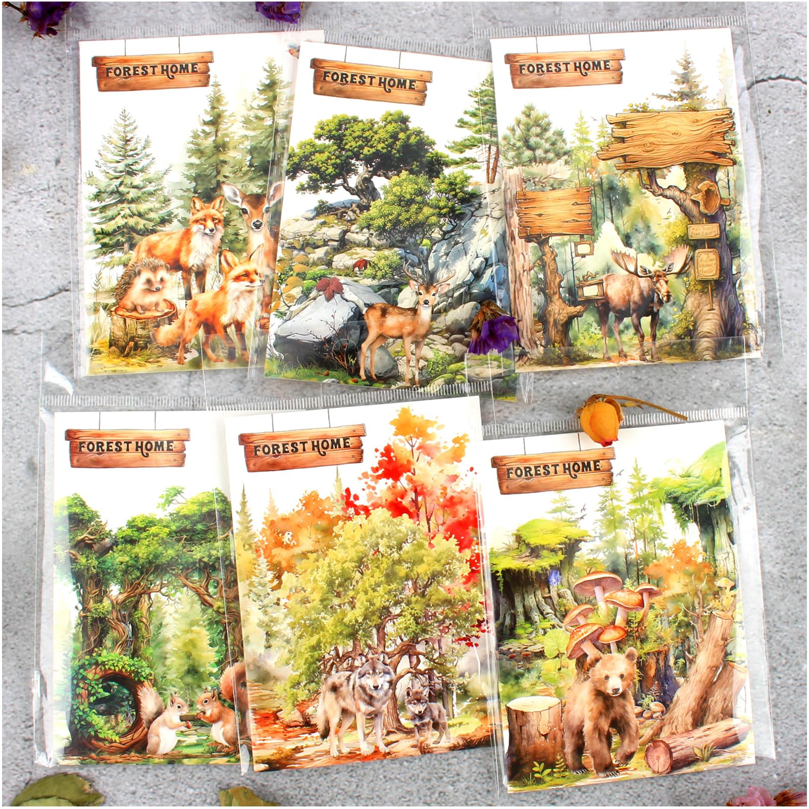 150 szt. naklejek PET z krajobrazem lasu do dziennika i scrapbookingu