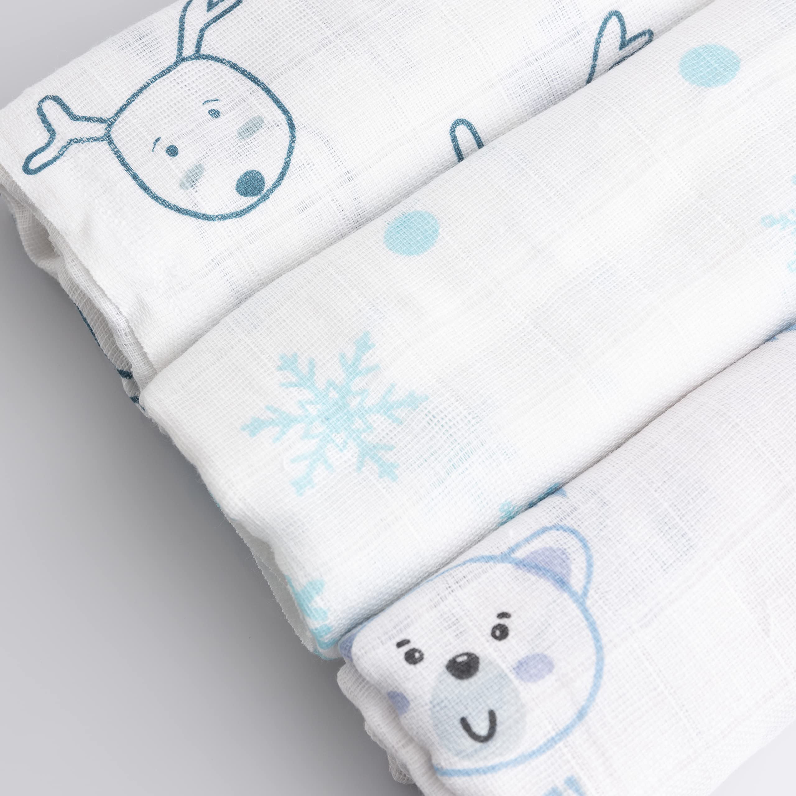 Set di 3 Mussole Neonato 80x80 cm 100% Cotone Naturale Certificato OEKO-TEX Copertina Neonato