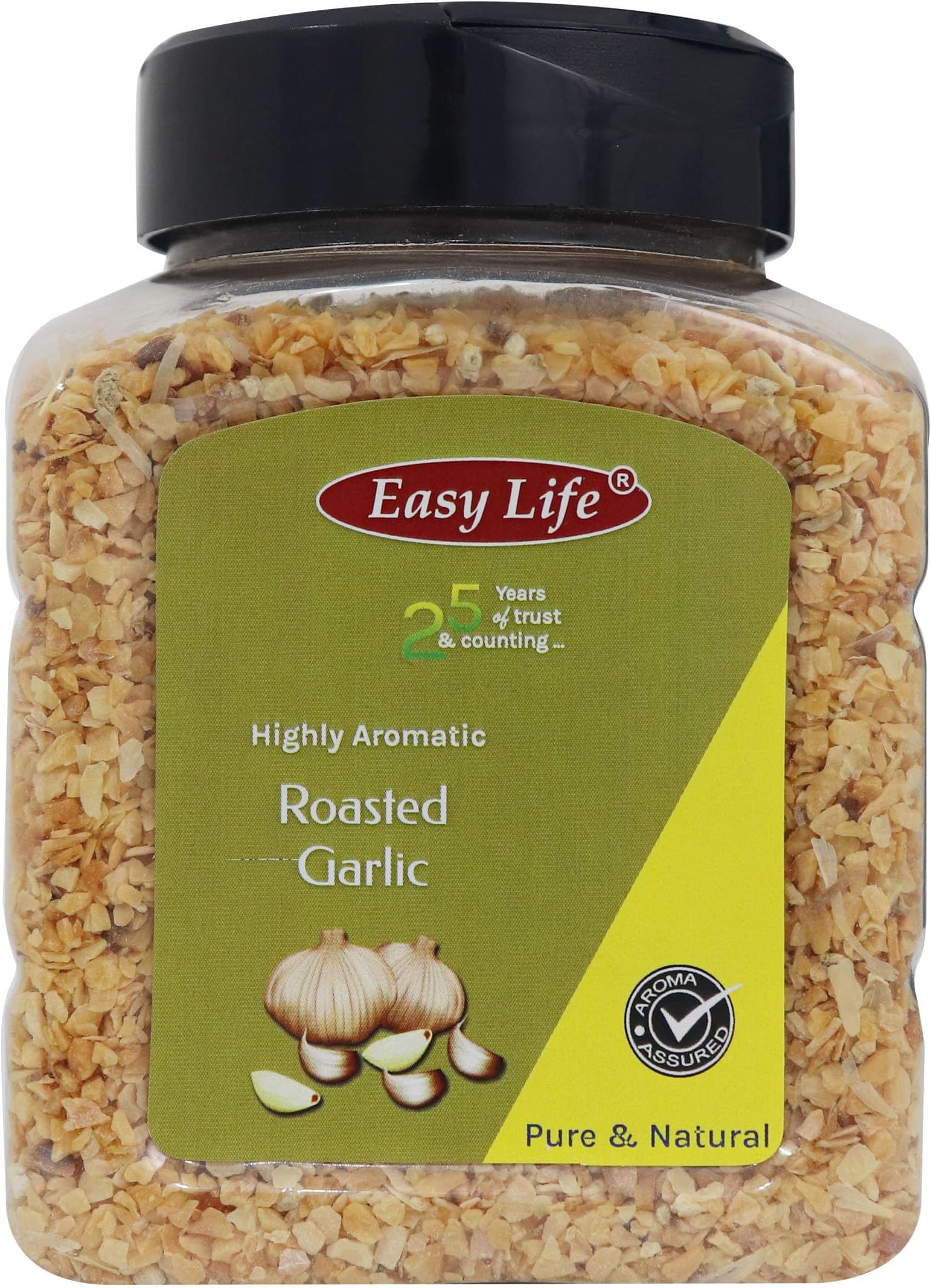 Roasted Garlic 325g - Instant Dry Lehsun Granules, Natural Lasun Powder Flakes, Dehydrated Lahsun Seasoning for Bread, Pickles, Pizza, Pasta, Toppings, Biryanis, and Sabzis (Chef's Basket)