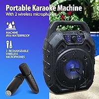 Vista 2 de Gsou Máquina de karaoke con 2 micrófonos inalámbricos/altavoz Bluetooth portátil, máquina de karaoke/IPX6 impermeable para adultos/niños