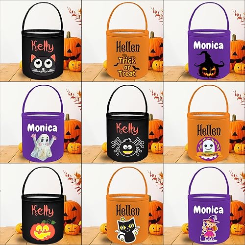 Miniatura 4 de Cubo de Halloween personalizado para dulces con nombre y nombre para fiestas de Halloween, color negro