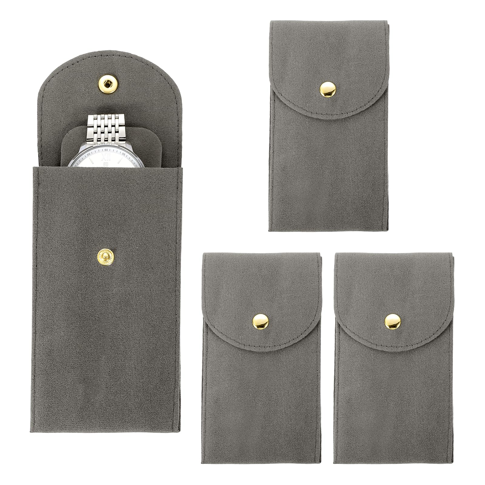 Étui de voyage portable pour montres et bijoux PATIKIL en velours gris
