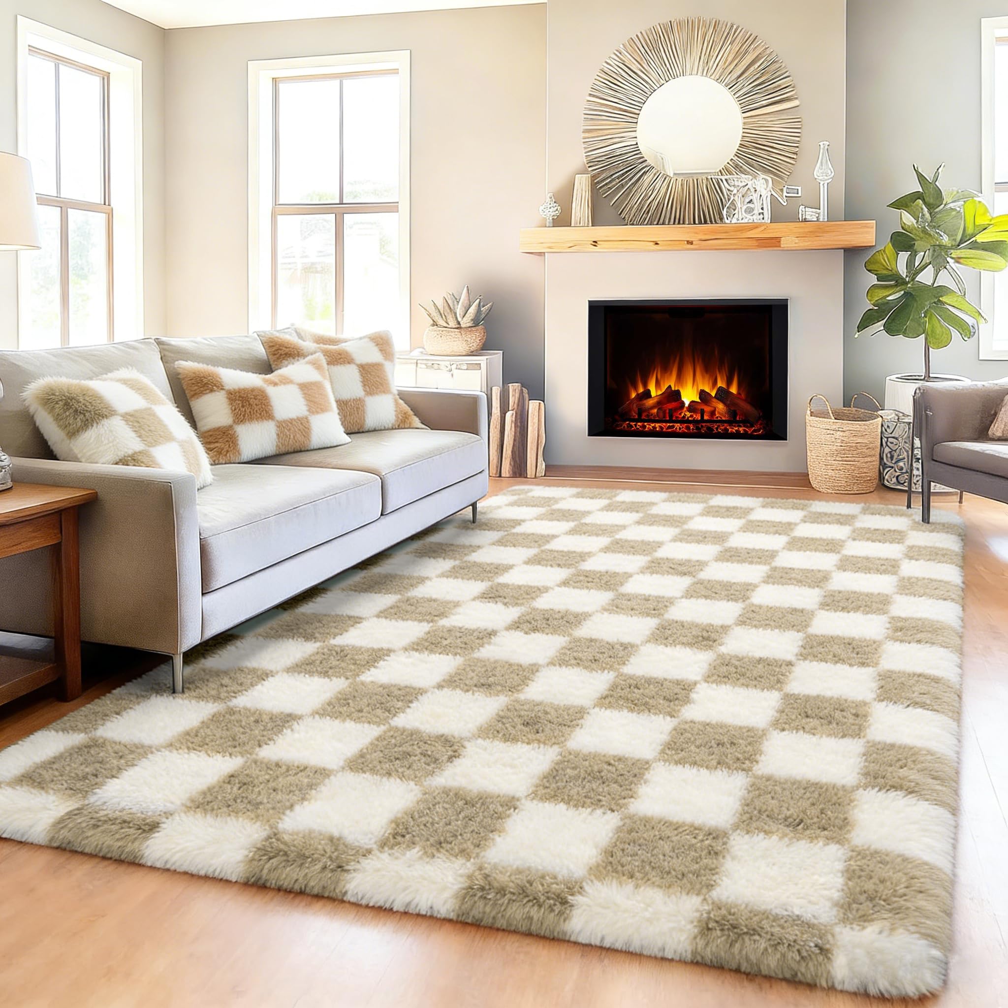 Amazon.com: KICMOR 6x9 Rugs for Living Room Beige and Cream White