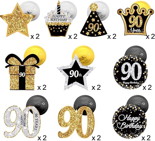 Miniatura 4 de 30 piezas de decoraciones de fiesta de cumpleaños 90, tarjetas decorativas de fiesta de cumpleaños 90 y remolinos colgantes para decoración de