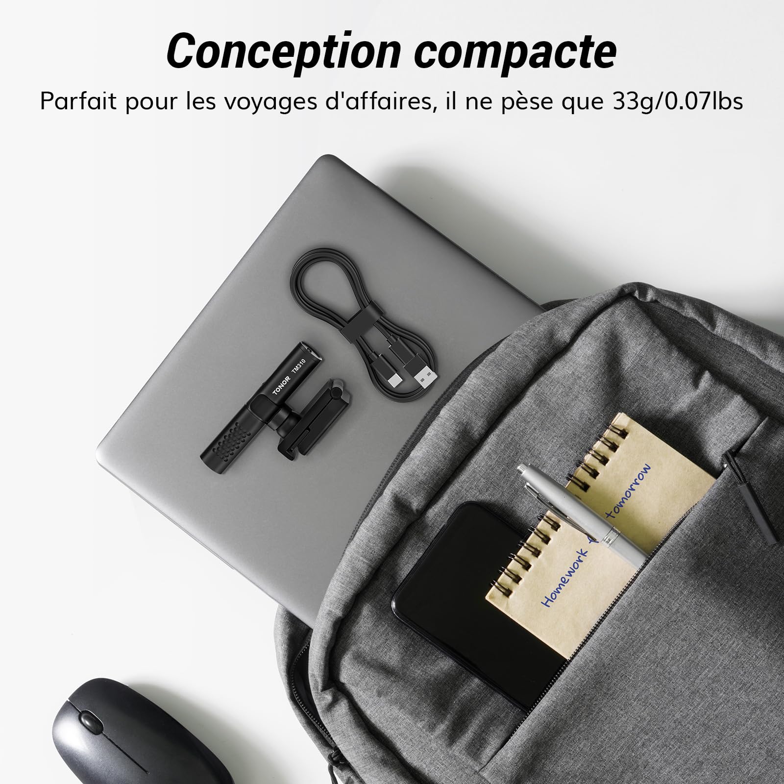 TONOR USB Micro pour PC Ordinateur, Microphone de Conférence Réglable Multi-Angle avec Interrupteur Muet et Indicateur LED pour de Bureau, Skype, Youtube, Vidéo, Plug & Play pour MacOS Windows, 200cm