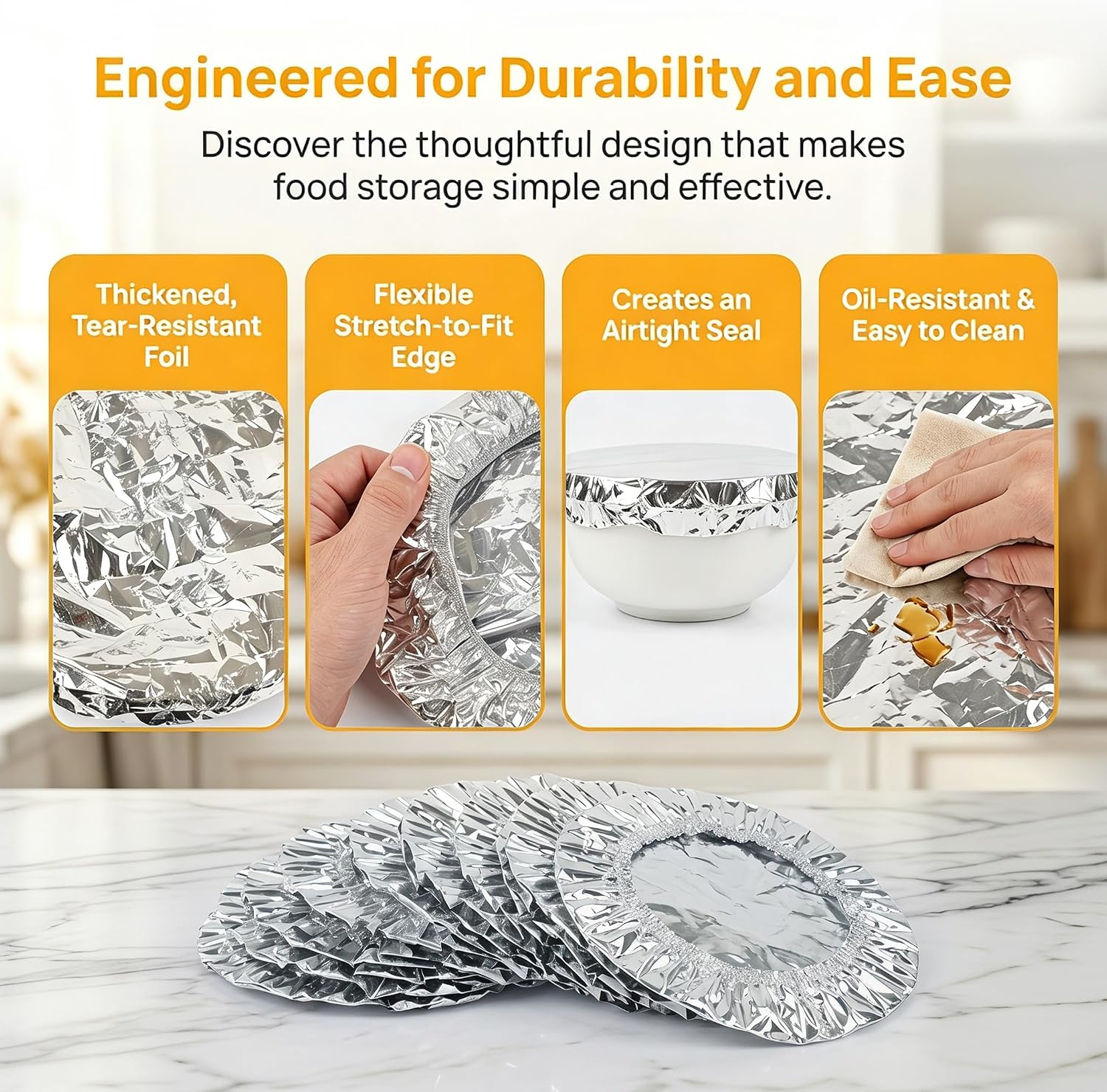 LoTanop 120 Pcs Reusable Aluminum Foil Insulated Food Covers image 2