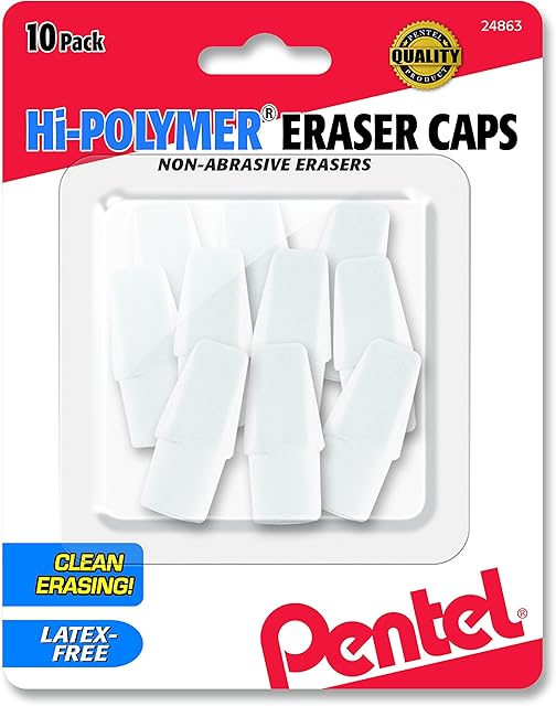 Pentel Hi-Polymer Cap Erasers, Multi-Colour