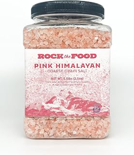 Rock the Food - 5.5lb Square Ribbed Jar - Pink Salt - Coarse Grain