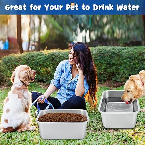 Miniatura 7 de BWOGUE Tazón de agua extragrande de 4 galones para perros grandes, cuenco de acero inoxidable para exteriores, cuencos de agua y alimentos para