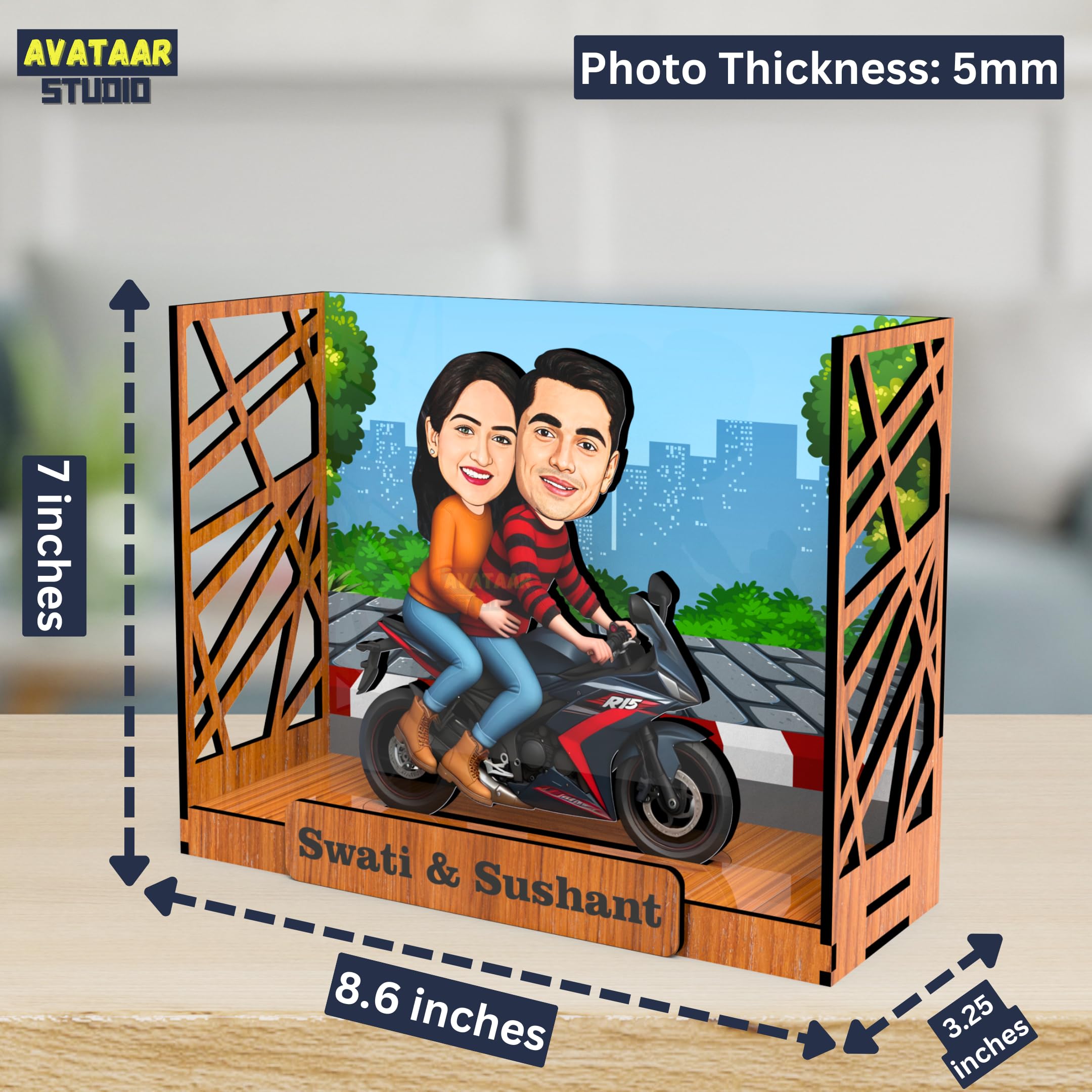 AVATAAR STUDIO Personalized Couple Caricature Gift Custom Cartoon Photo Frame Anniversary Gift for Husband Wife Girlfriend Boyfriend Unique Romantic Gift for Couples 1