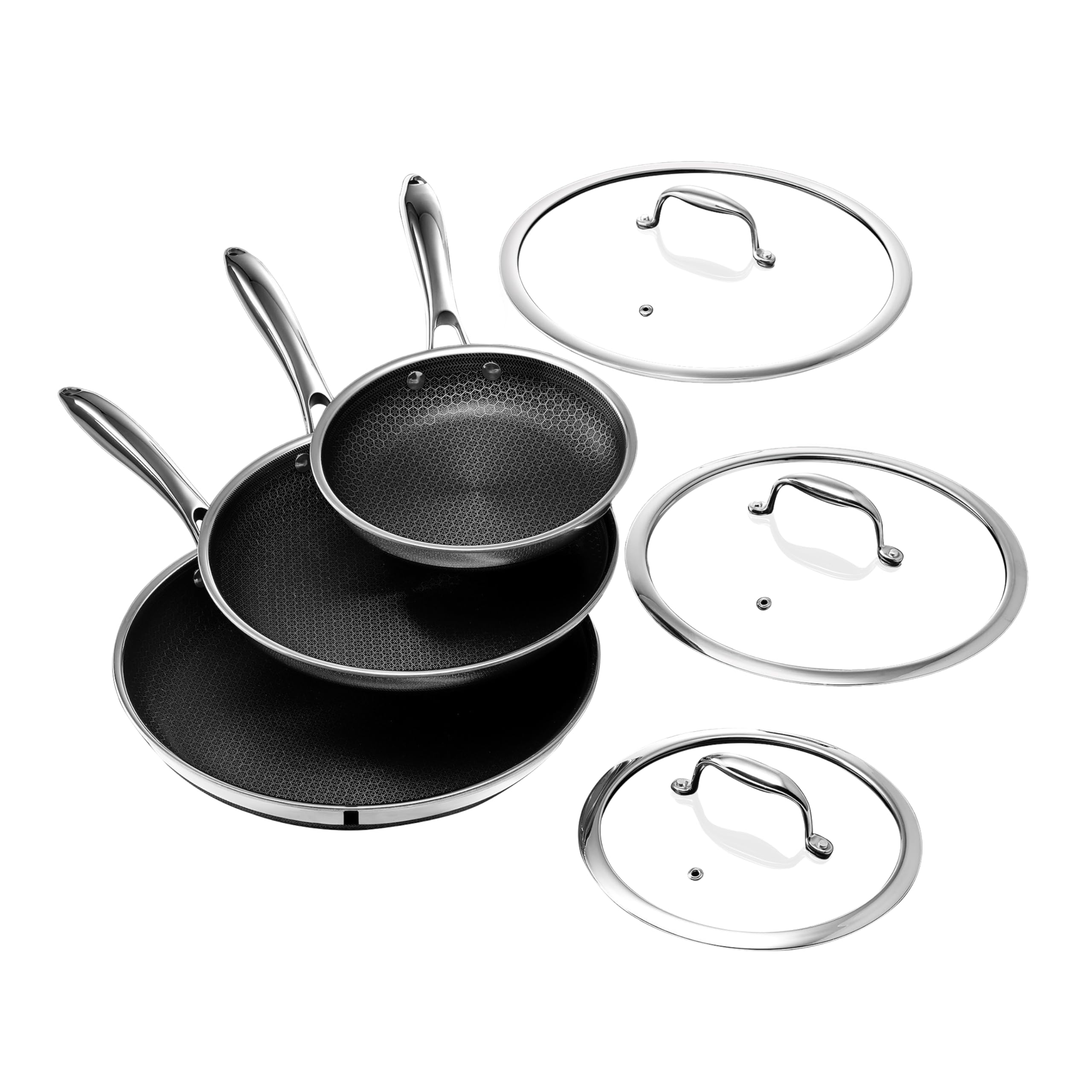 HexClad Hybrid Nonstick 6-Piece Fry Pan Set