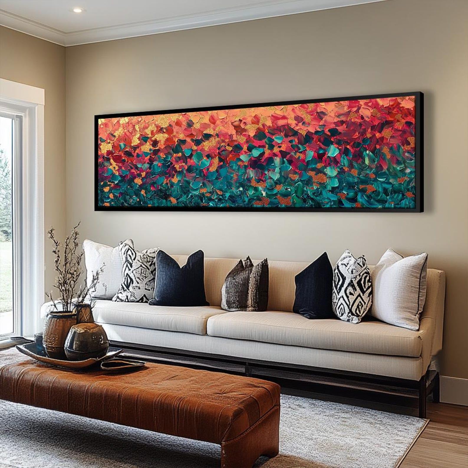 XBTYKPB Long Horizontal Tree Wall Pictures, Narrow Horizontal Wall Art, Tall Thin Canvas wall art Painting Vintage Wall Art(55x110cm/Frameless)