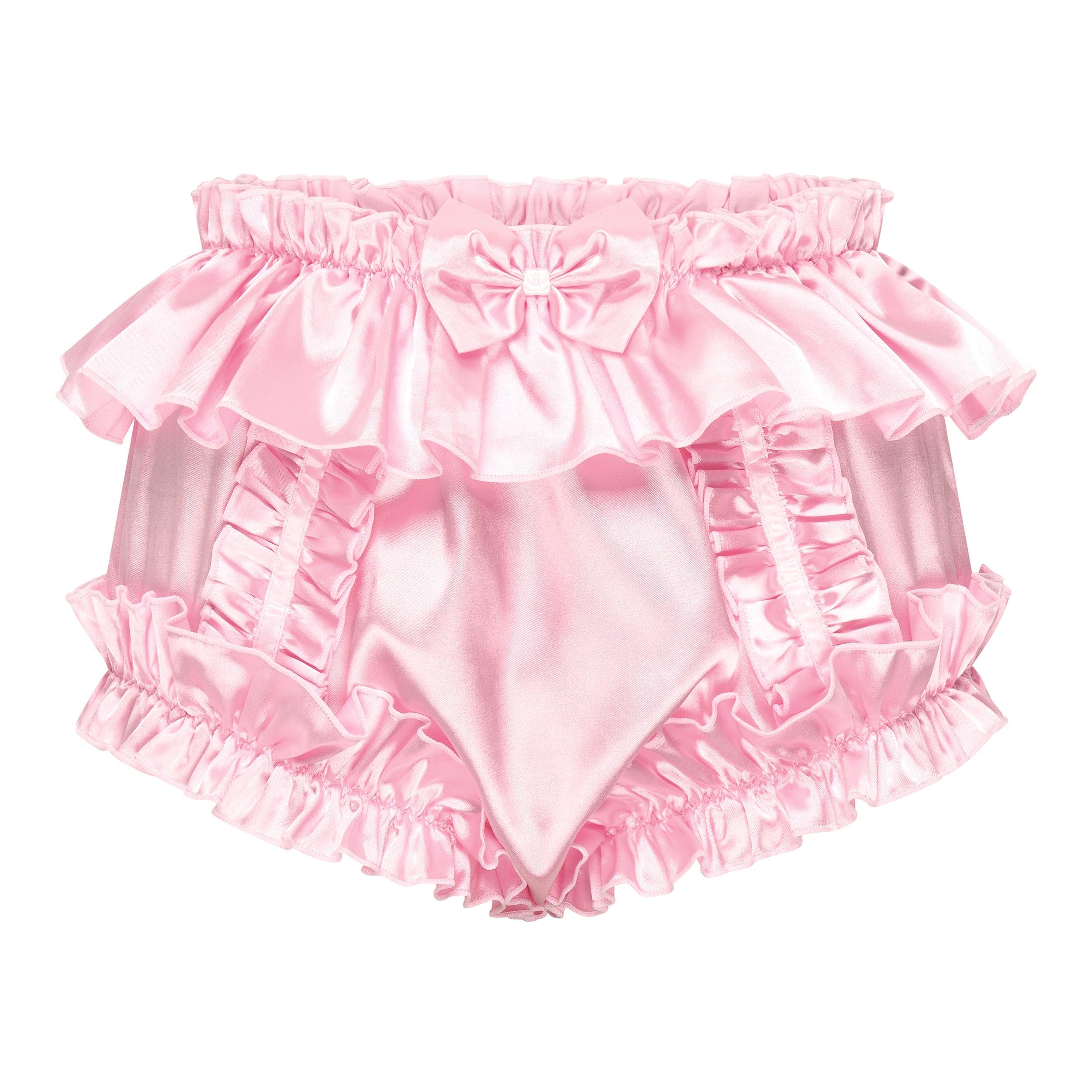 Sissy Frilly Ruffled Silky Satin Full Coverage Adult Diaper Cover Briefs Lingerie Underwear Panties
