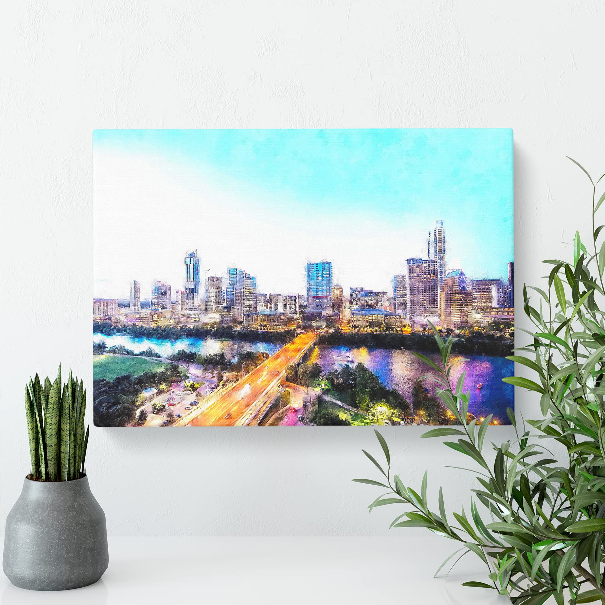 Austin Texas Skyline Canvas Print, Mixed, 25L x 50W cm - Image 2