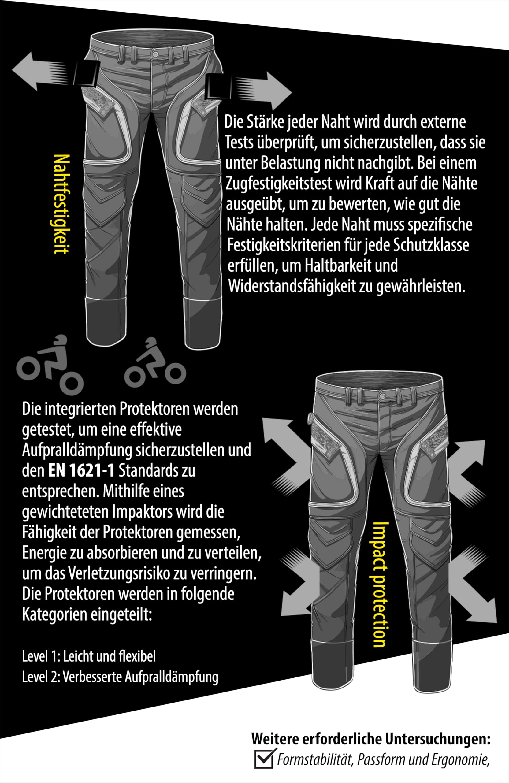 Texpeed Motorradhose Damen Mit Protektoren - Wasserdicht Motorroller Textil Für Sommer oder Winter - Zertifiziert Rüstung (EN 1621-1) Schwarz - M Taille/Regulär Bein