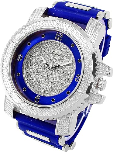Miniatura 3 de Techno Pave Reloj inspirado en Hip Hop para hombre, con diseño de reloj Bling-ed Out, tamaño de la caja de 2.047 in, movimiento de cuarzo, plateado