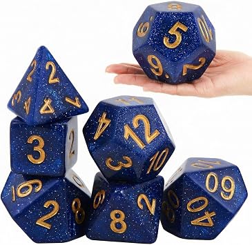 6 Pcs 4 Inch Jumbo Foam Polyhedral Dice Set for Games, Starry Sky Blue