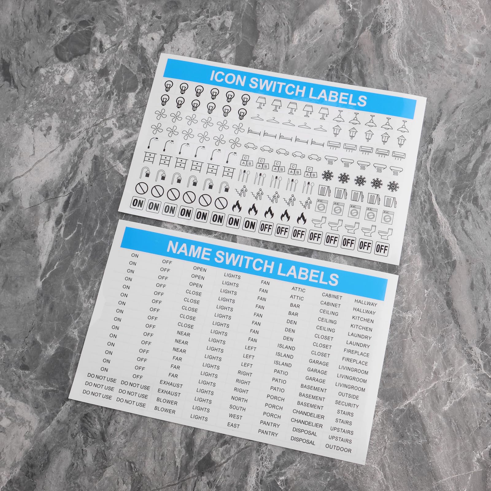 ECSiNG 6 Stück Aufkleber für Lichtschalter Elektrische Leistungsschalterfelder 21,6 X 14 Cm Transparent Schwarz mit Text Und Muster für Zuhause Küche Bad Büro Schule