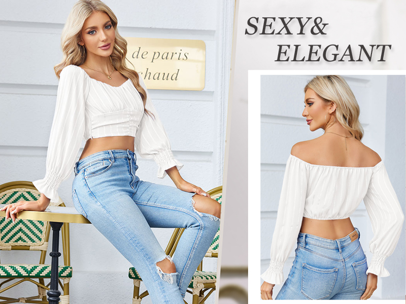 MIRACMODA Womens Elegant Off The Shoulder Puff Sleeve Blouse