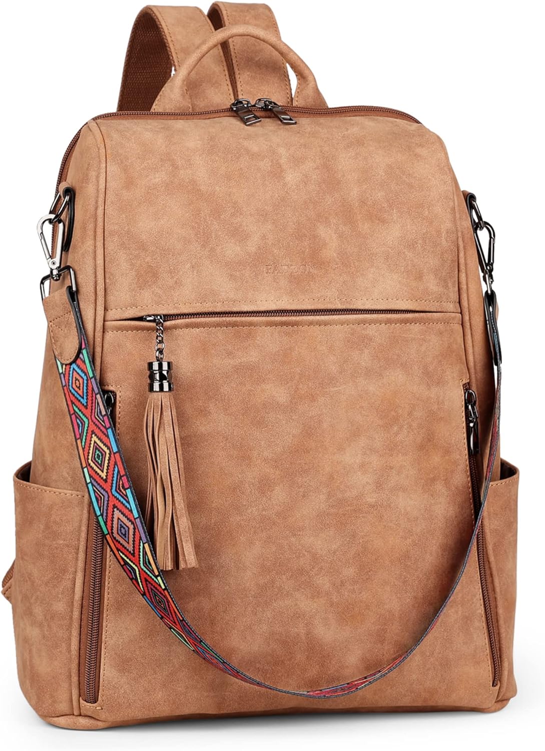 FADEON Leather Laptop Backpack for Women Designer 15.6 inch PU Laptop Bag, Ladies Travel Computer Work Backpack Brown - Image 9