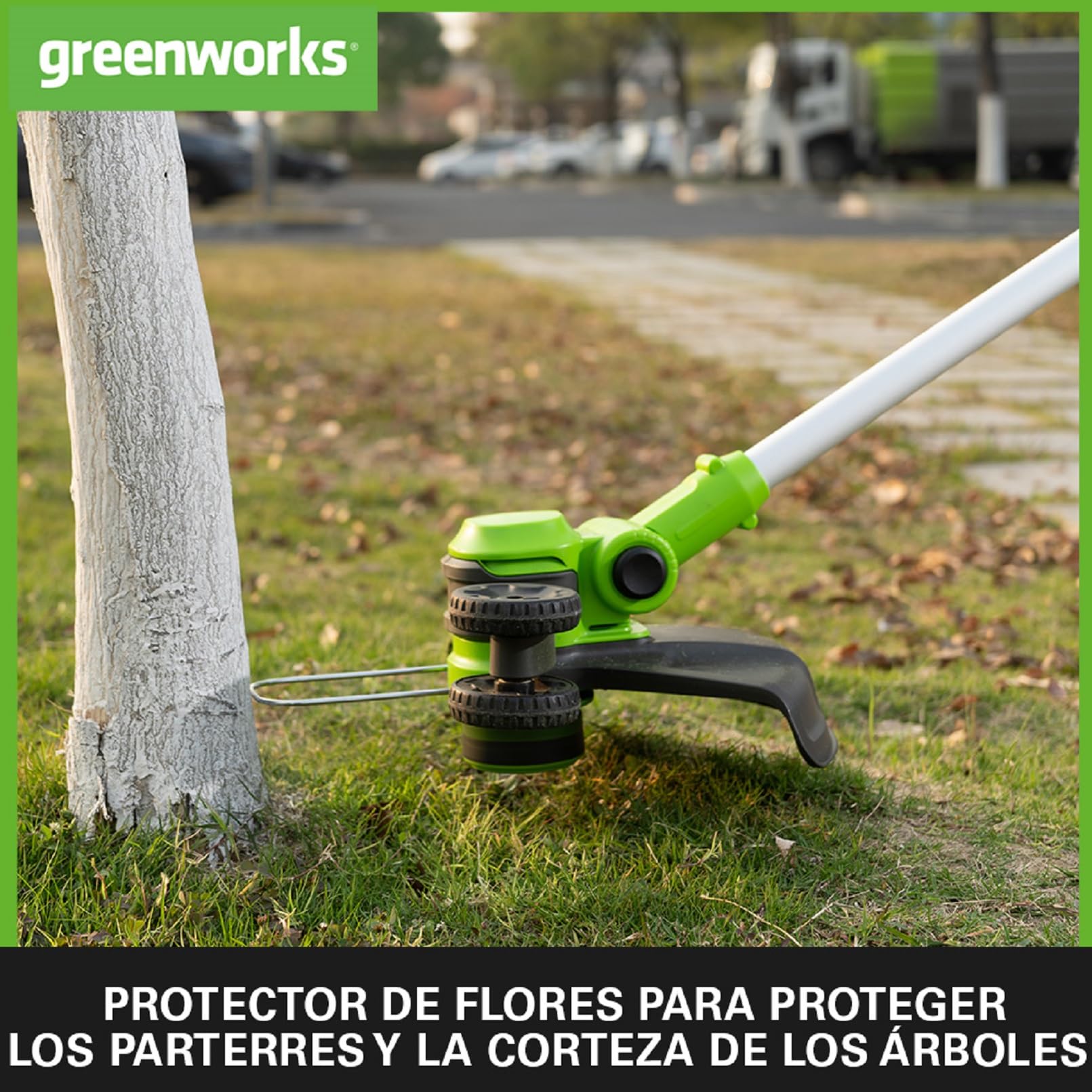 Greenworks 40V Cortabordes a Batería con Rueda para Jardines Pequeños y Medianos, 33 cm Ancho de Corte, Alimentación Automática Hilo Nylon 1,65 mm, SIN Batería ni Cargador(40 V) G40LT33