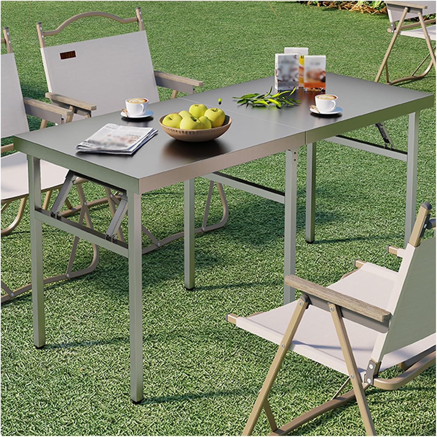 Portable Workbench Stainless Steel Folding Table Space Saving Camping Picnic Party Table No Assembly Required Sturdy Prep Table for Commercial Kitchen Garage