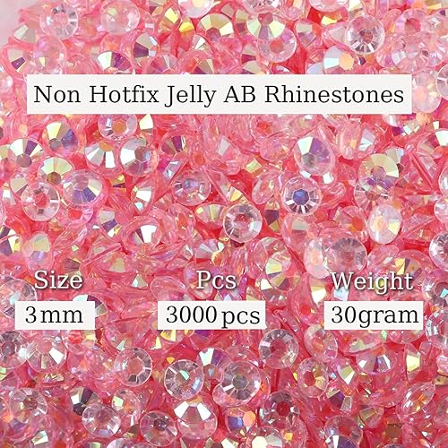 Miniatura 8 de 3000 unidades de diamantes de imitación de resina AB de color AB de 0.118 pulgadas y 1.18 onzas (0.118 in) con parte trasera plana, diamantes de