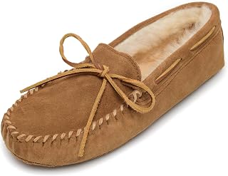 Men's Sheepskin Soft Leather Sole Moccasin Slipper